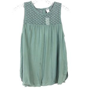 Old Navy CLS Lace Yoke Green Tank Top